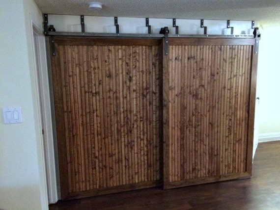 Items similar to Bypass Sliding Barn Door Hardware for 2 Doors Double