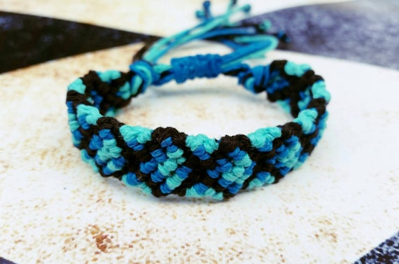 Hemp Bracelet, Aquamarine Hemp, Teal Hemp, Black Hemp, X Friendship Bracelet, Hemp Jewelry, Macrame Jewelry, Womens Bracelet, Mens Bracelet