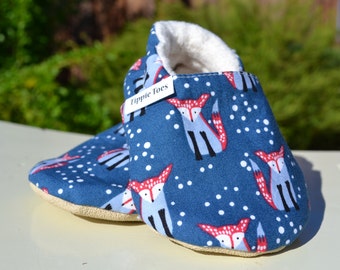 Fox shoes, fox first birthday, toddler shoes, baby slippers, baby moccasins, fox baby, toddler baby outfit, baby gift, baby shoes