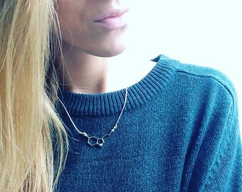 Serotonin Necklace, Chemical Structure DNA Necklace, Psychology jewelry, Cute Chemistry Molecule Geek Necklace by Serenity Project