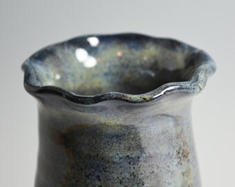 Iridescent Black Flower Vase - Handmade Ceramic