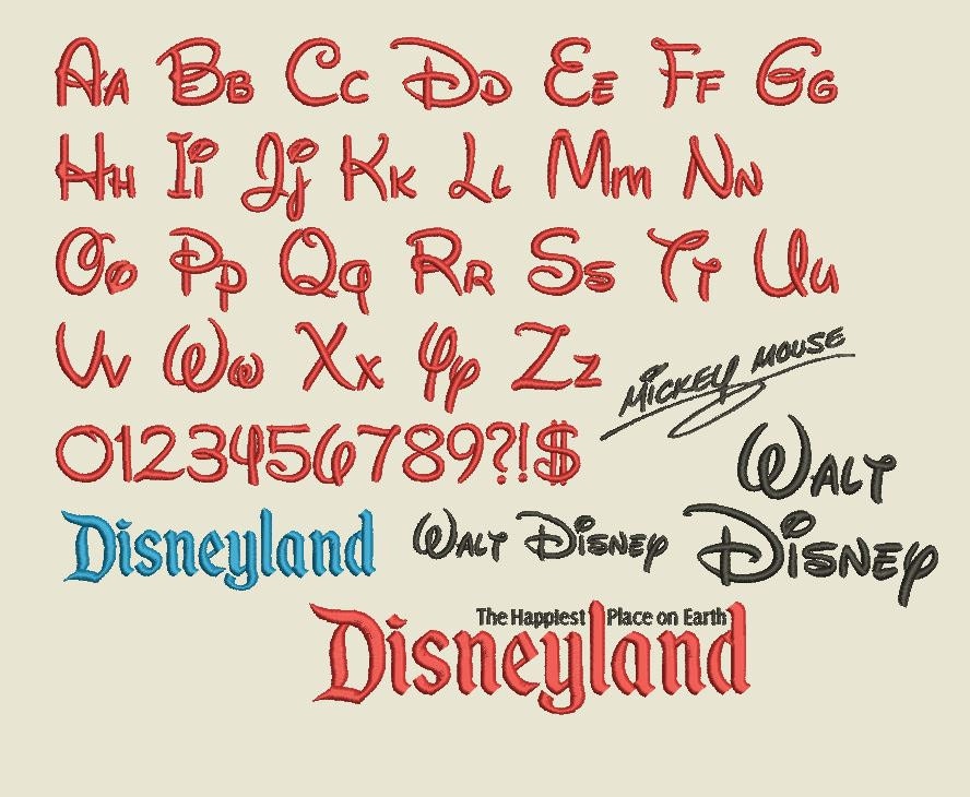 Walt Disney Font Embroidery Design Files popular Words by InaHoop