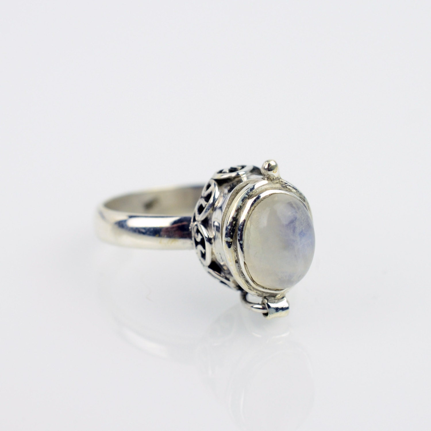 Poison Ring Moonstone Ring Sz 5.5 Pill Ring by StunnerCollective