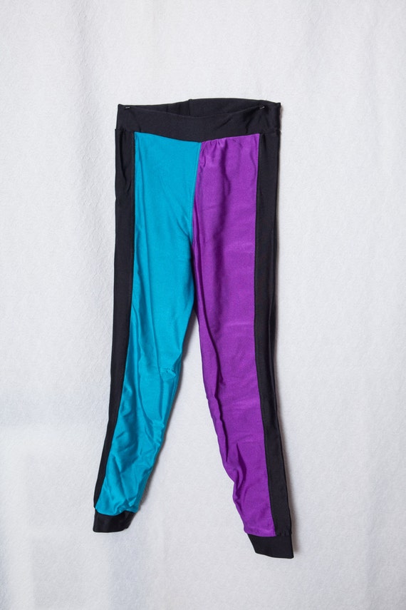 XS 80's Spandex Pants 80s Party Spandex Purple Teal