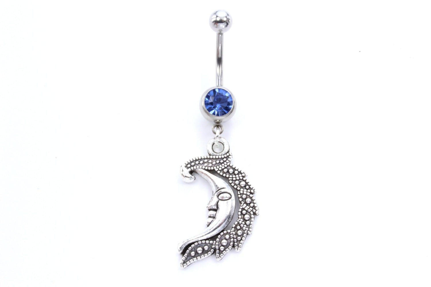 Crescent Moon Belly Ring Piercing. Body Piercing. Body Jewelry