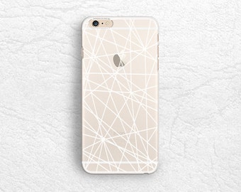 White outline Abstract clear transparent phone case for iPhone 7, Sony z5 compact, HTC one M9, LG Nexus 5X, Samsung S7 S8, Google Pixel -P59