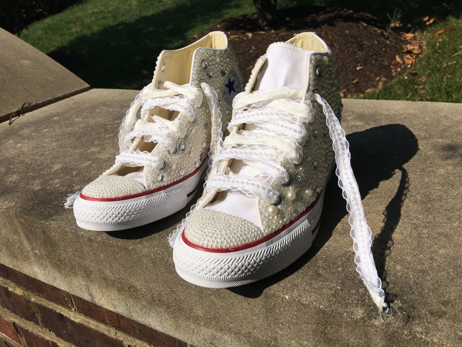 Custom Crystal And Pearls Converse Chuck Taylor All Stars