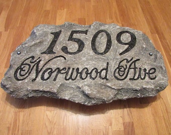Address Plaque - Artificial Rock - any color, text & design available