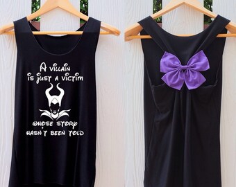 Maleficent Disney princess Bow Tank Top. Racerback bow. Disney shirt. DISNEY VILLAIN Tank Top. Work out tank top. Maleficent shirt. Disney