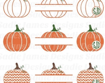 Halloween Monogram Pumpkins SVG and Silhouette Studio cutting file, Instant Download