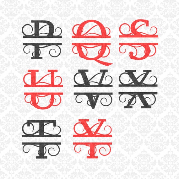 Download Split Monogram Swirly Letters Fancy Last Name Alphabet SVG Ai