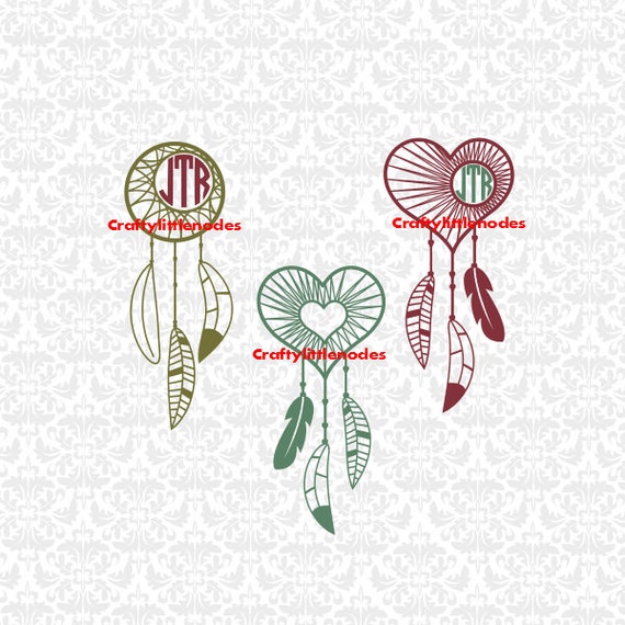 Download Heart and Cresent Moon Dreamcatchers & Feathers SVG STUDIO Ai