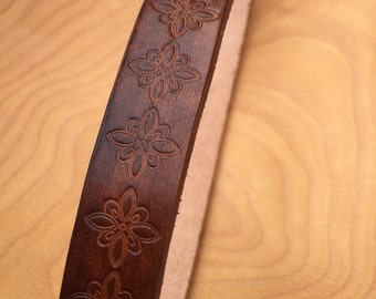 Leather Boot Cuff - Hand Tooled - Brown - Rustic - Boho