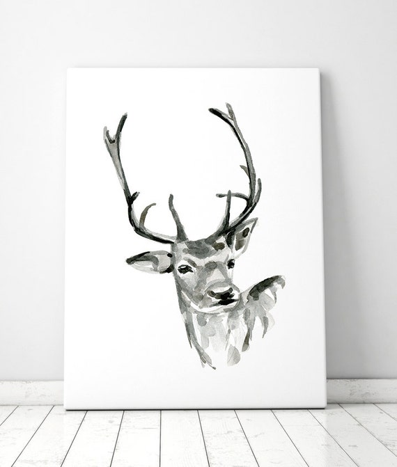 Fawn Art Deer Watercolor Ink Drawing Giclee Print Deer