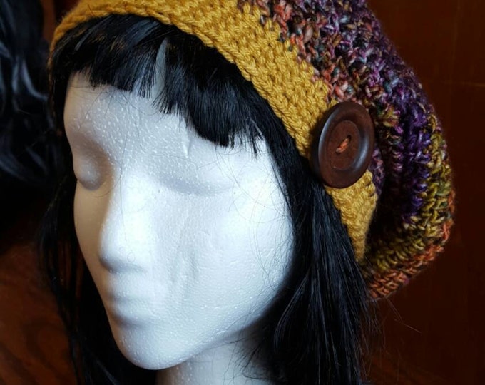 Handmade crochet sunset slouchy hat