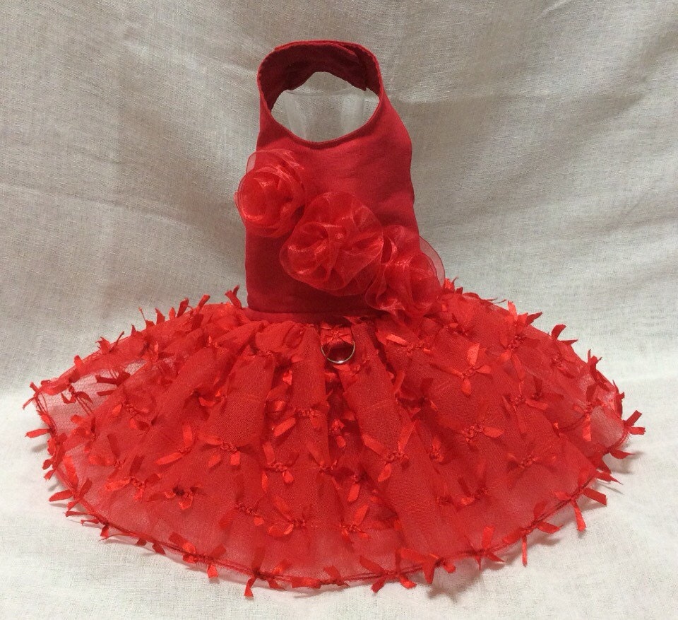 Red Bows Dog Dress by LittlePawsBoutique on Etsy