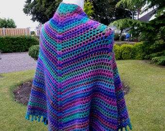 Multicolor crocheted shawl, wrap sparkels, crochet cape, unique shawl crochet, chauffe epaules, bolero multicolor, cape, pelerine