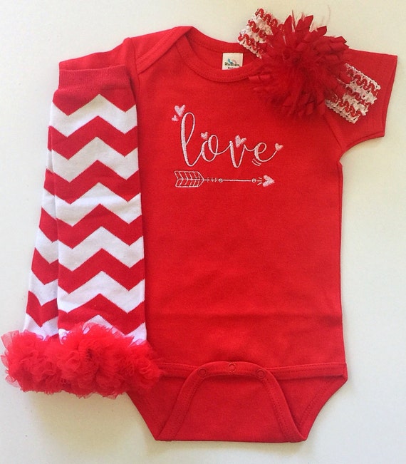 Valentine Onesie Love baby girl embroidered by BumbleBeEmbroidery