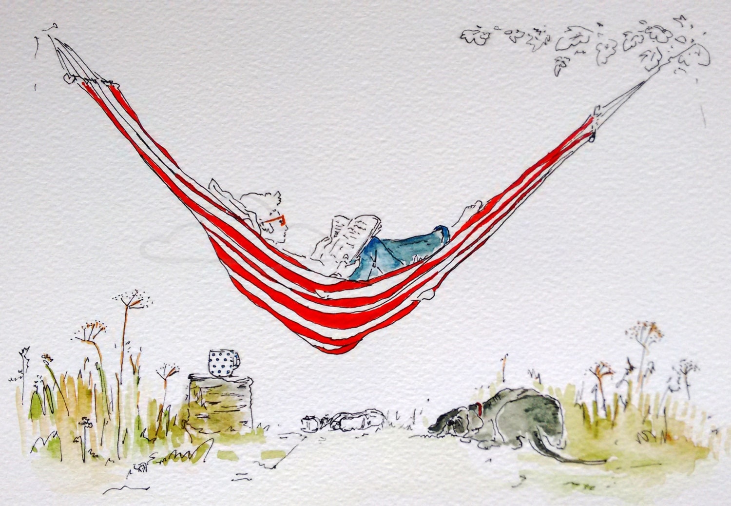 hammock illustration original drawing
