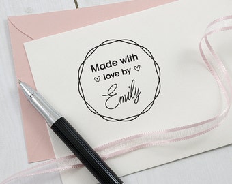 Handmade by Self Inking Stamp, Created by Wood Stamp, Self Inking Stamp, Custom Rubber Stamp, Handmade Cards, Party Invitation Stamp
