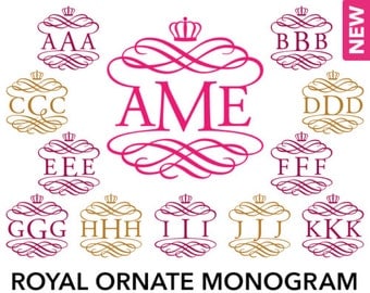 Royal Ornate Monogram Alphabet - SVG, Studio3, EPS, DXF - Personal Vine Interlocking Monogram Font, Cut files for Cutting Machines