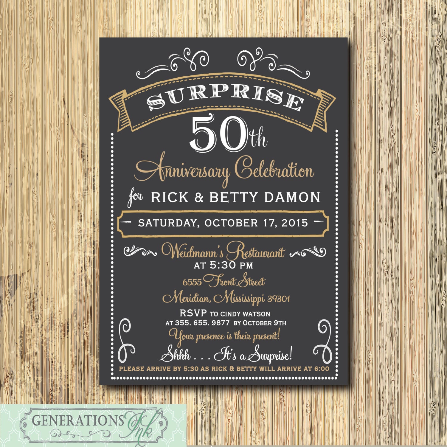 50th Anniversary Invitation printable/celebration party
