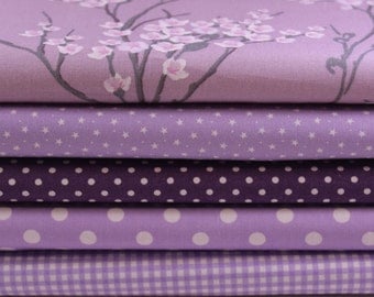 Lavender Fat Quarter Bundle - 100% Cotton, Cotton Poplin Fabric Bundle