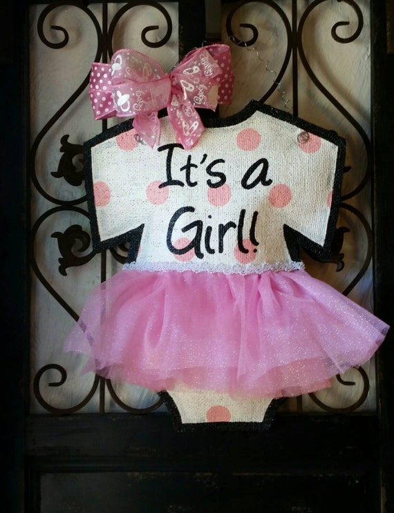 It's a girl Baby announcement door hanger by ConnieRisleyCrafts