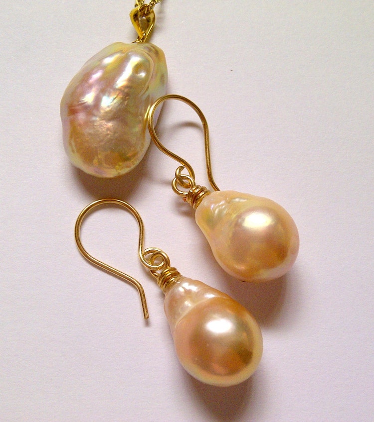 Real pearl set. Pendant set. Freshwater pearls. by PearlFocus