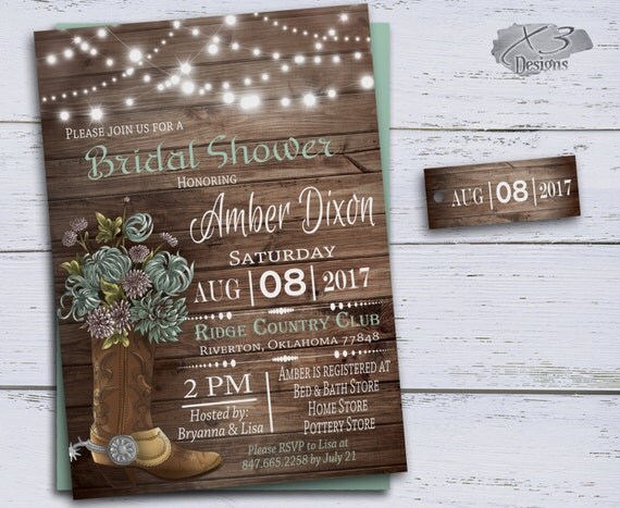 Cowboy Boot Bridal Shower Invitations 2