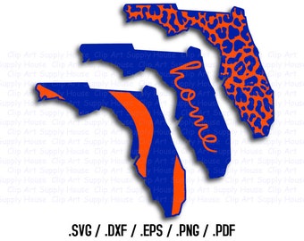 Florida SVG Cut Files, Florida State Outline, State Decor, Gators, Vector Art, Cricut Design Space, Silhouette Studio, Digital File - CA200