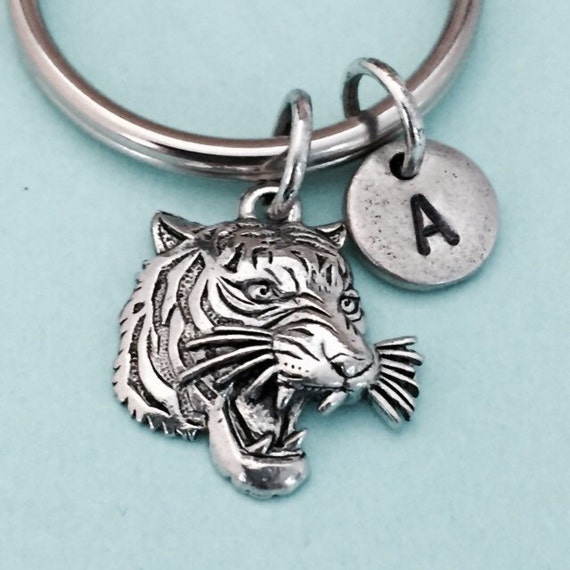 Tiger head keychain tiger head charm animal keychain