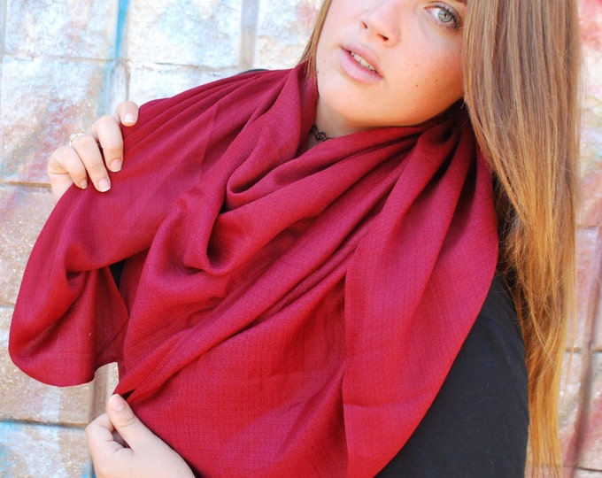 Red Pashmina Scarf Oversized Scarf Pashmina Scarf Shawl Burgundy Scarf Fall Cowl Scarf Infinity Scarf Women Fashion Accessories Gift For Her