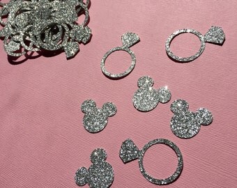 Minnie Mouse Inspired Wedding Confetti - Diamond Rings Minnie Mouse cutouts - disney Wedding confetti / silver glitter