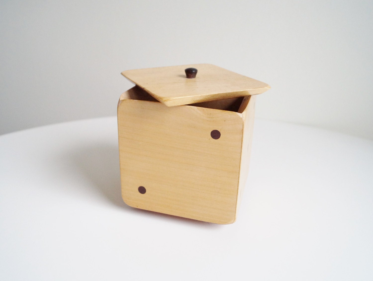 Wooden Dice Box Dice Container Storage Cube Decor by DanishOldies