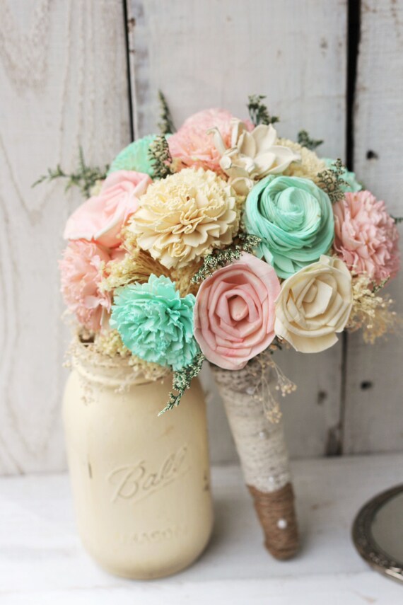 Rosy Pink and Mint Bouquet Sola Bouquet