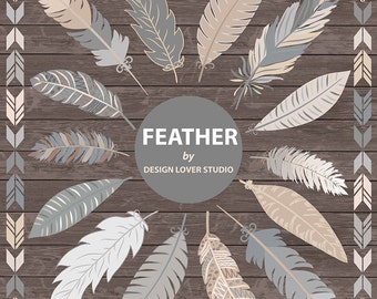 VECTOR Tribal clipart, grey feathers, feather clipart, Navaho clipart, feather, Native American Style, feather clipart