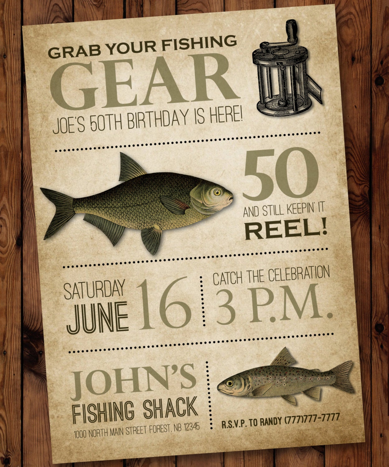 Fishing Birthday Invitation Male Birthday Invitation Fishing