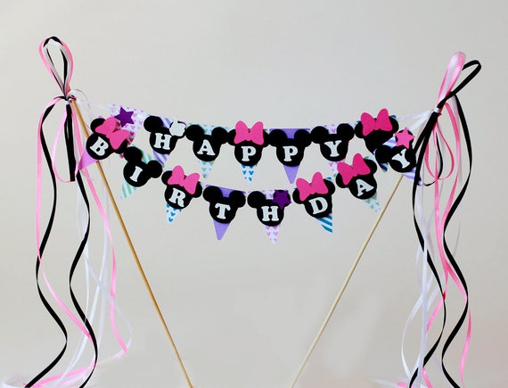 Minnie Mouse bowtique birthday party cake decorations Minnie bowtique cake topper banner Minnie Mouse cake banner decorations Name banner Il_570xn