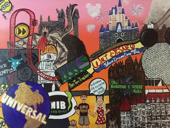 Custom Theme Park Collage Painting Universal by RubySongbird13