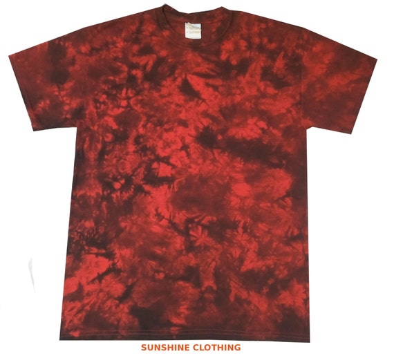 Red and Black Scrunch tie dye t shirt hand dyed in the U.K