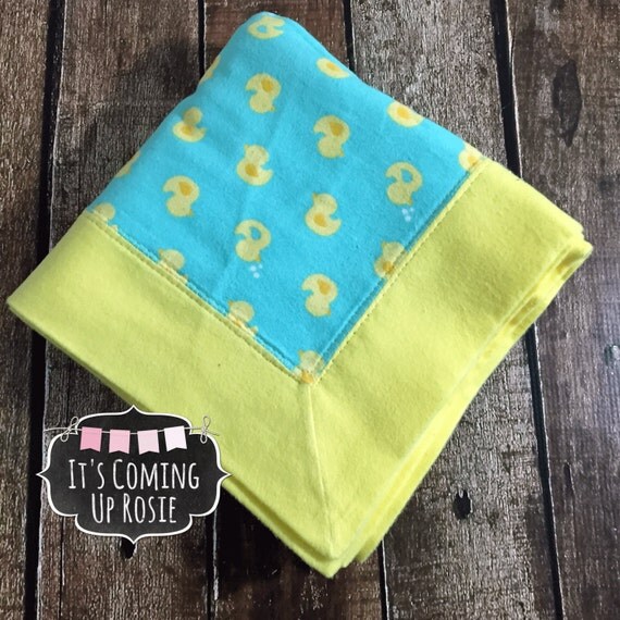 Flannel Baby Receiving Blanket Rubber Ducks