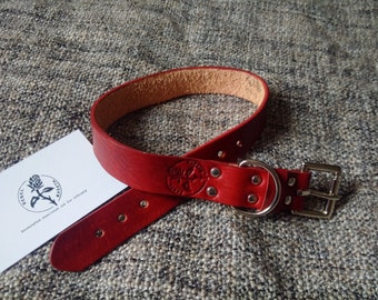 Leather dog collar 'Burgundy'