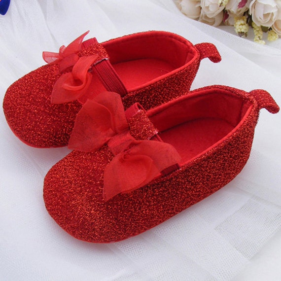 red sparkle baby shoes