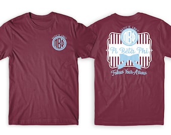 PiPhi Pi Beta Phi Striped Bow Motto Unisex Short Sleeve