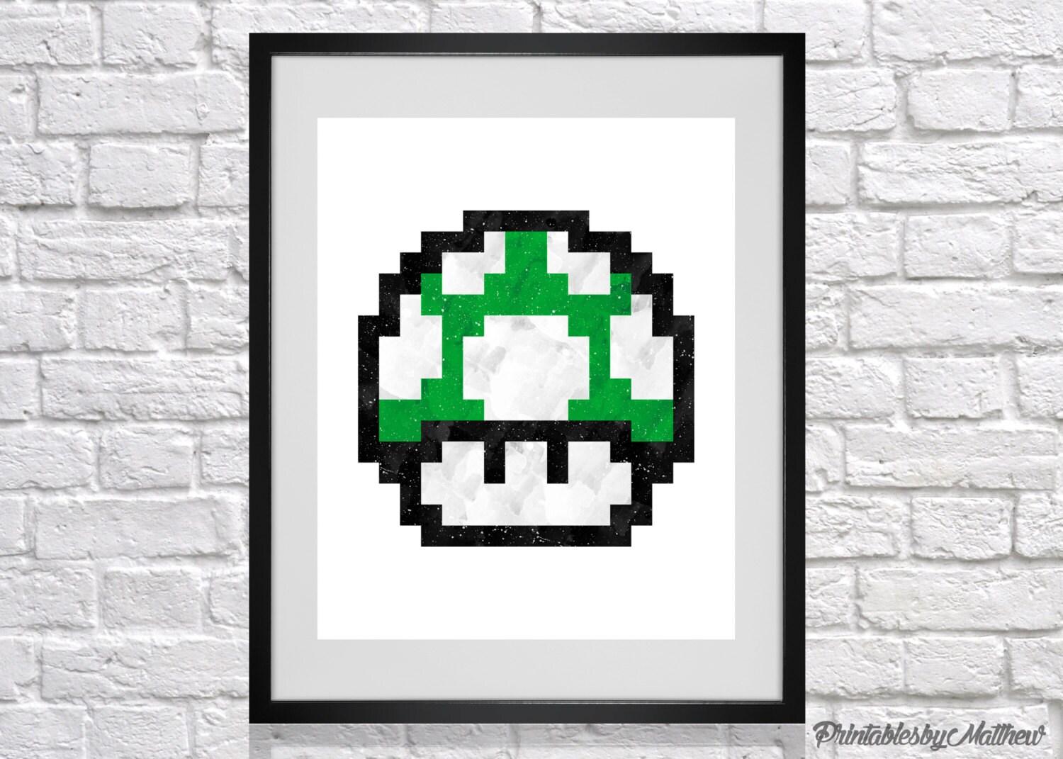 8 Bit 1-Up Mushroom Mario Power Ups Video Game by CrownPrintables