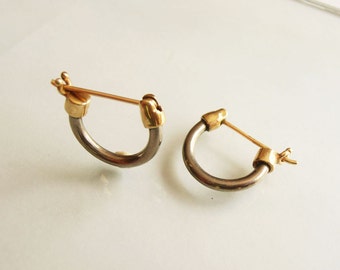 Titanium earrings . Gold Hoop earrings.14KT Gold earrings. gold earrings.Mixed Metal contemporary earrings.Simple modern earrings.