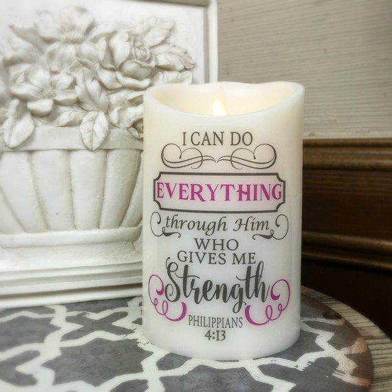 Items similar to Flameless Candle LED Candle Christian Decor