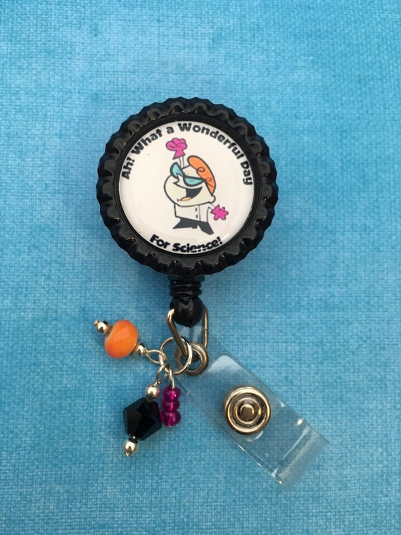 Scientist laboratory cartoon badge reel