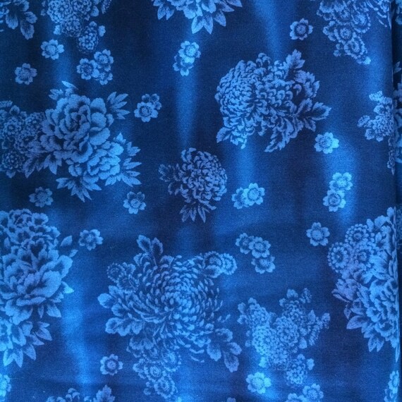Items similar to SALE Blue Japanese fabric by the yard, Asian floral